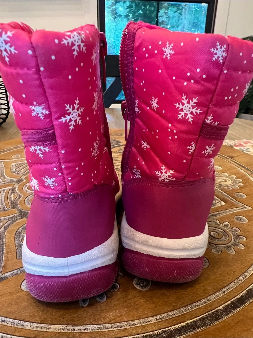 7-7.5 MERENCE girls toddler Pink Winter Snow Boots - Cozy Waterproof Style